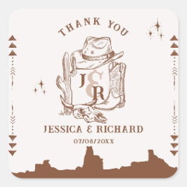 Adesivo Quadrado Fazenda Russo Western Ranch Barn Cowboy Obrigado