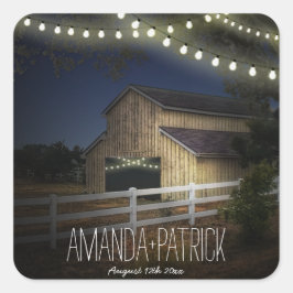 Adesivo Quadrado Fazendas Luzes Rustic Barn Wedes Favorecem Selos