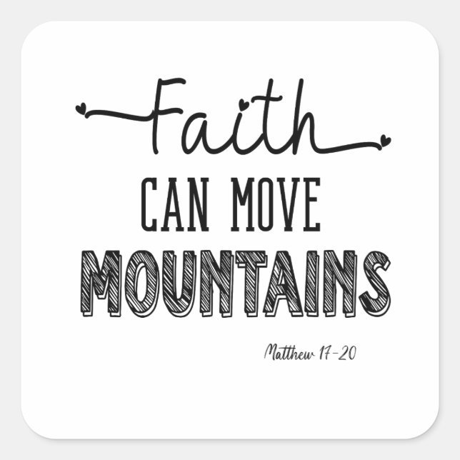 Adesivo Quadrado Fé Pode Mover Montanhas (Frente)