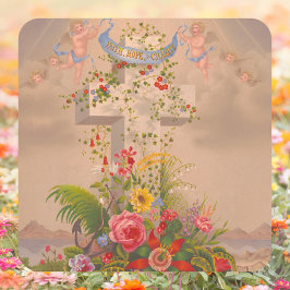 Adesivo Quadrado Fé Religiosa Esperança Caridade Floral Páscoa