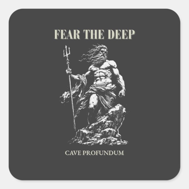 Adesivo Quadrado Fear the Deep – Poseidon Mythic  (Frente)
