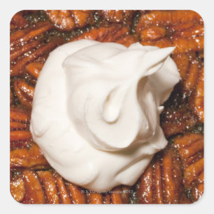 Adesivo Quadrado feche acima do tarte de pecan com chantiliy