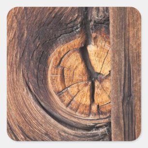 Adesivo Quadrado Feche um nó de madeira, Califórnia