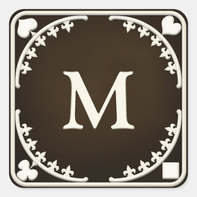Adesivo Quadrado Fecho Gótico, Carneiro Pessoal Monograma Antiquado (Frente)