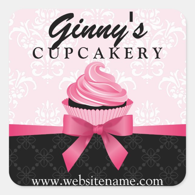 Adesivo Quadrado Fechos de Cupcake Elegante (Frente)