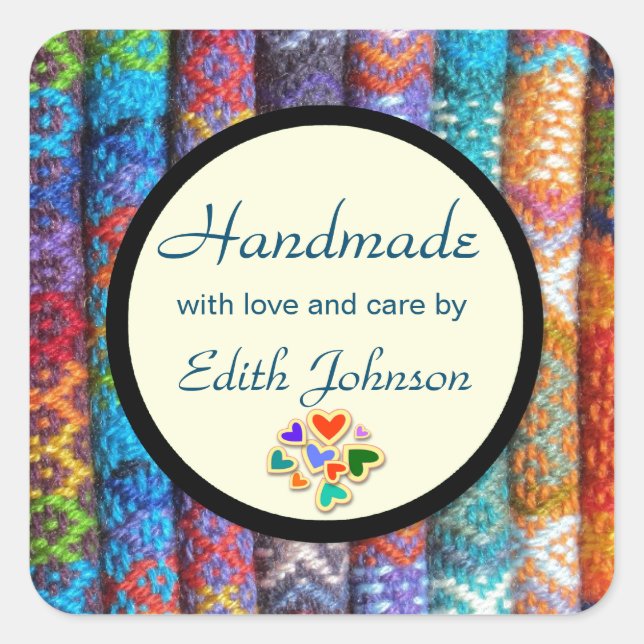 Adesivo Quadrado Feita à mão! (Frente)