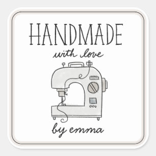 Adesivo Quadrado Feita à mão com máquina de costura de amor