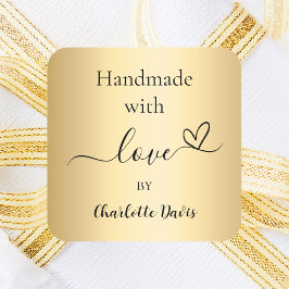 Adesivo Quadrado Feita à mão com o nome de ouro de amor