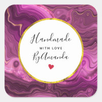 Feita com amor, Roxo e Dourada Agate Abstrato
