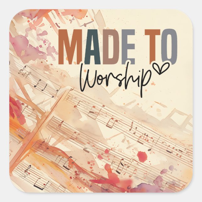 Adesivo Quadrado Feita com uma citação cristã inspiracional Culto (Frente)