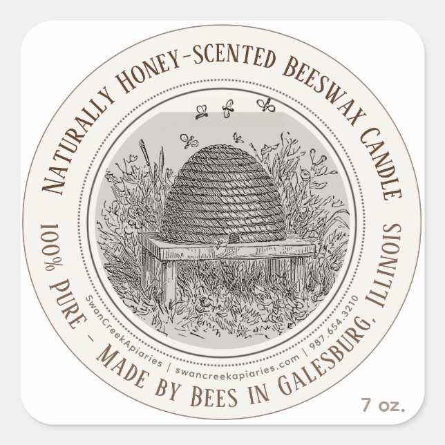 Adesivo Quadrado Feita por Abelhas Nome de Estado Velas de Velas de (Frente)