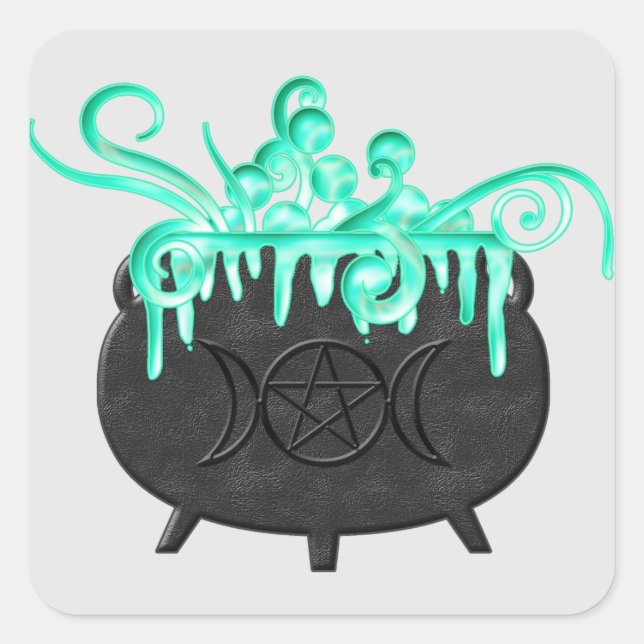 Adesivo Quadrado Feiticeira Brew Pagan Magick Potion Caldron Sticke (Frente)