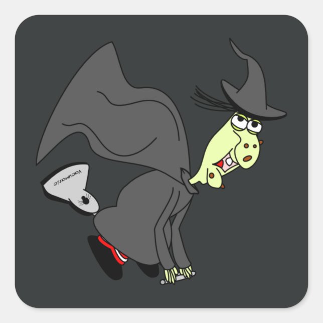 Adesivo Quadrado Feiticeira Engraçada com Vacuum Cleaner Stickers (Frente)