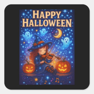 Adesivo Quadrado Feiticeiros Musicais Felizes do Halloween