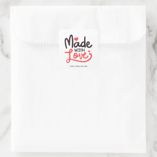 Adesivo Quadrado Feito com Love Personated Red Square Sticker 1