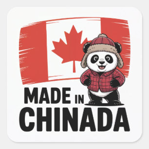 Adesivo Quadrado Feito em Chinada Panda - Chinês - Canadense