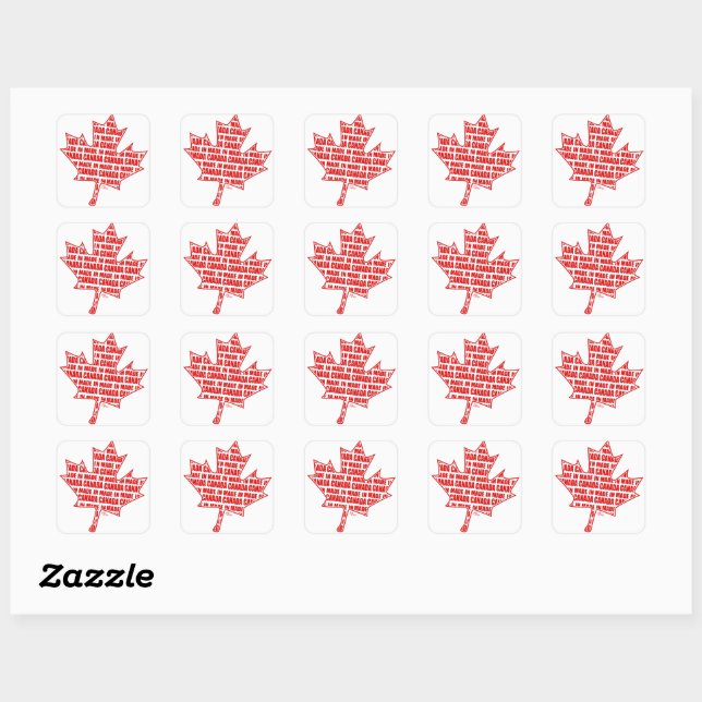 Adesivo Quadrado Feito no Canadá Red Maple Leaf Sticker (Folha)