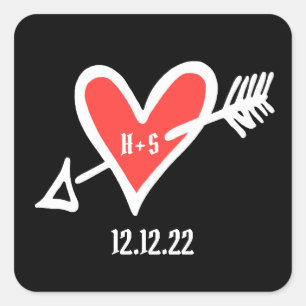 Adesivo Quadrado Feixe-Alce Preto e Vermelho com Amor Personalizado