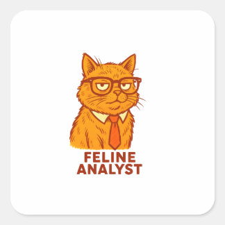 Adesivo Quadrado Feline Analyst Retro Cat Mug – Cat Lover Gift