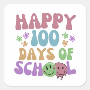Adesivo Quadrado Feliz 100 Dias De Professora Ensino