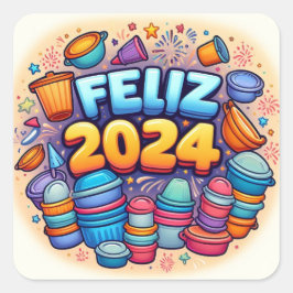 Adesivo Quadrado Feliz 2024!