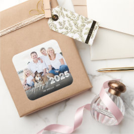 Adesivo Quadrado Feliz 2025 Ano Novo Ousado e com Pincel Foto Feria