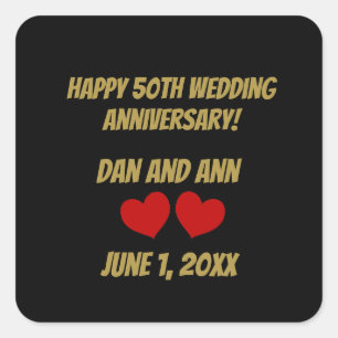 Adesivo Quadrado Feliz 50º Aniversário