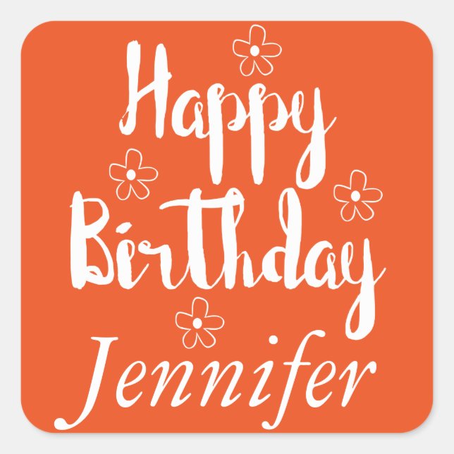 Adesivo Quadrado Feliz aniversário (Frente)