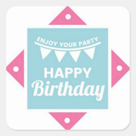 Adesivo Quadrado Feliz aniversário