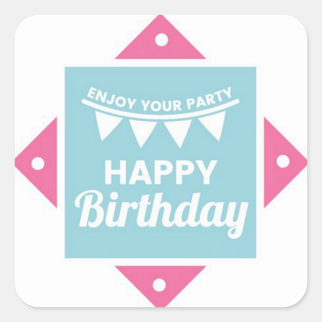 Adesivo Quadrado Feliz aniversário (Frente)