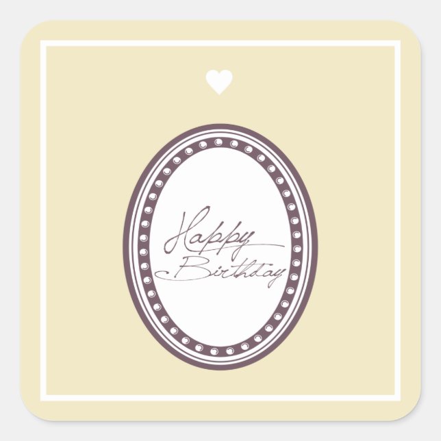 Adesivo Quadrado Feliz aniversário (Frente)