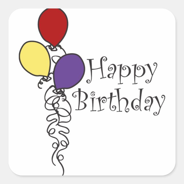 Adesivo Quadrado Feliz aniversário (Frente)
