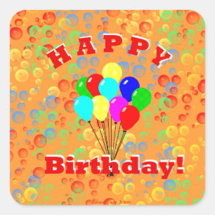 Adesivo Quadrado Feliz aniversario!