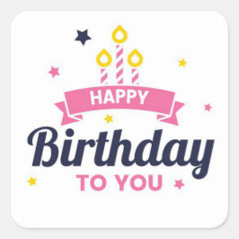 Adesivo Quadrado Feliz aniversário