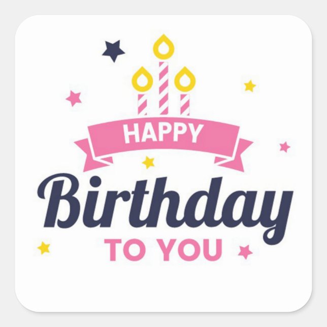 Adesivo Quadrado Feliz aniversário (Frente)