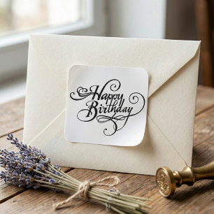 Adesivo Quadrado Feliz aniversário