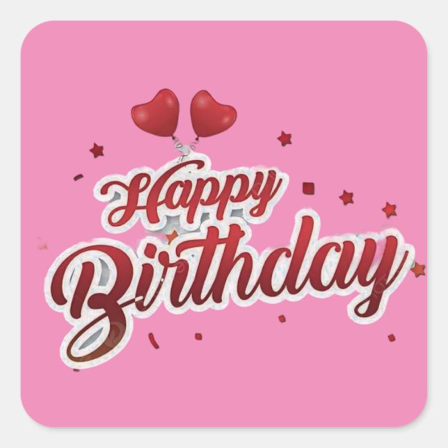 Adesivo Quadrado feliz aniversário (Frente)