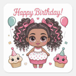 Adesivo Quadrado Feliz Aniversário