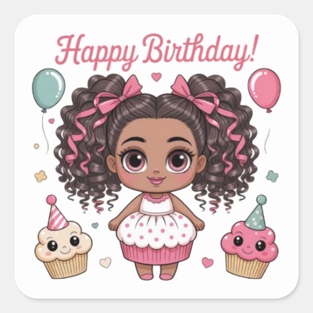 Adesivo Quadrado Feliz Aniversário (Frente)