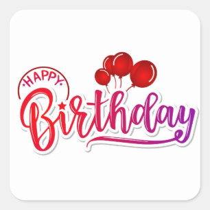 Adesivo Quadrado Feliz aniversário