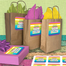 Adesivo Quadrado Feliz Aniversário Bolo Branco Vibrado Colorido