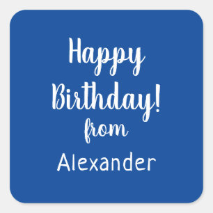 Adesivo Quadrado Feliz Aniversário da Nome Azul Aniversário