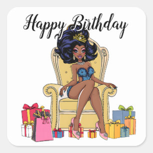 Adesivo Quadrado Feliz aniversário da Rainha Arrasta