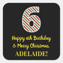 Feliz aniversário de 6 e feliz Natal, nome persona