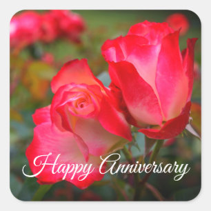 Adesivo Quadrado Feliz Aniversário de Cherry Parfait #4-2 Stickers