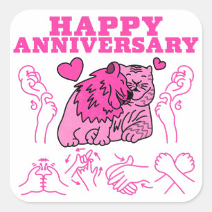 Adesivo Quadrado Feliz Aniversário - Design ASL