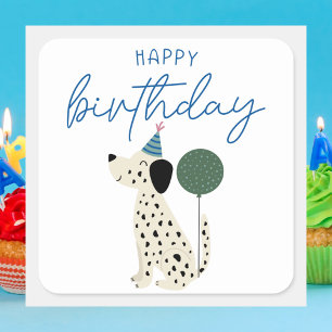 Adesivo Quadrado Feliz Aniversário do Cachorro Moderno