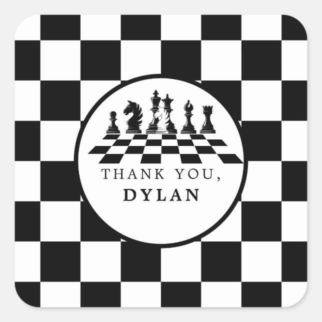 Adesivo Quadrado Feliz Aniversário do Jogo de Conselhos e Pedaços d (Frente)