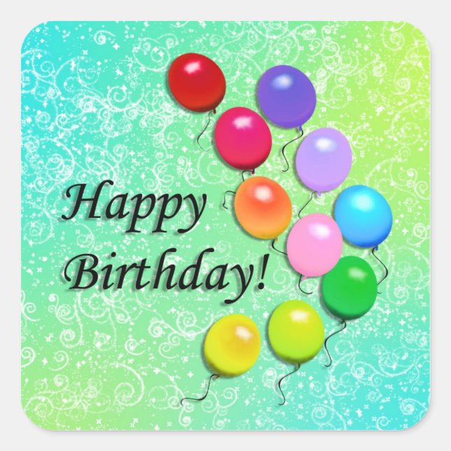 Adesivo Quadrado Feliz Aniversário dos Vinheiros (Frente)