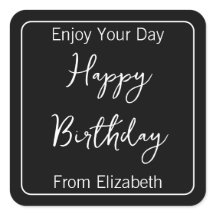 Feliz Aniversário e Remetentes Nome Preto e Branco